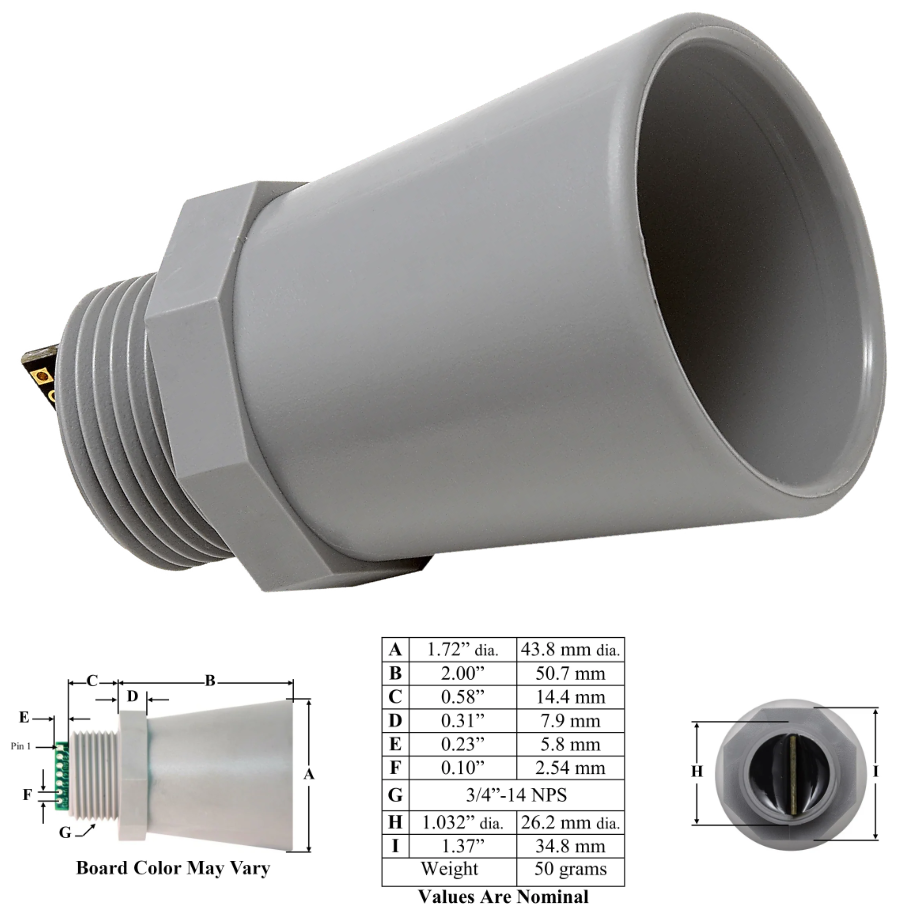 MB7563 SCXL-MaxSonar-WRLS - Self-Cleaning, IP67 Weather Resistant, Ultrasonic Sensor by MaxBotix